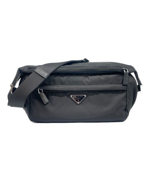 PRADA（プラダ）PRADA (プラダ) Re-Nylon xサフィアーノレザー ショルダーバッグ ブラックの古着・服飾アイテム