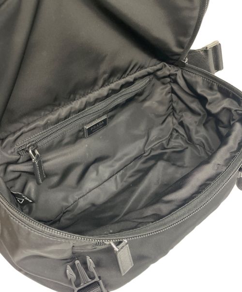 PRADA（プラダ）PRADA (プラダ) Re-Nylon xサフィアーノレザー ショルダーバッグ ブラックの古着・服飾アイテム