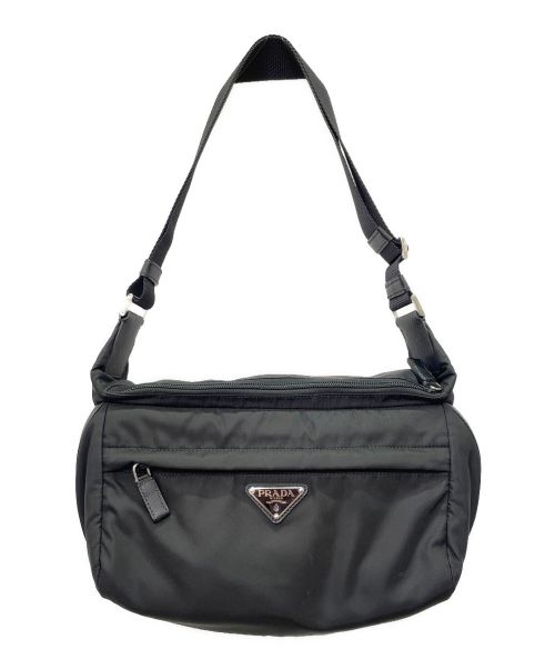 PRADA（プラダ）PRADA (プラダ) Re-Nylon xサフィアーノレザー ショルダーバッグ ブラックの古着・服飾アイテム