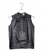 CHANELシャネル）の古着「ノースリーブストーンブラウス」｜ブラック