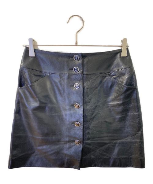 CHANEL（シャネル）CHANEL (シャネル) ラムレザースカート ブラック サイズ:34の古着・服飾アイテム