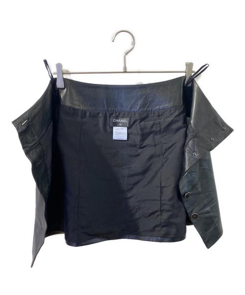 CHANEL（シャネル）CHANEL (シャネル) ラムレザースカート ブラック サイズ:34の古着・服飾アイテム
