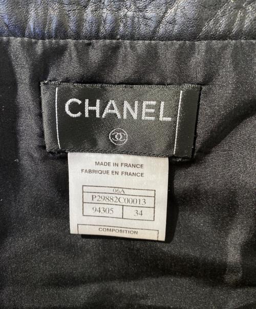 CHANEL（シャネル）CHANEL (シャネル) ラムレザースカート ブラック サイズ:34の古着・服飾アイテム