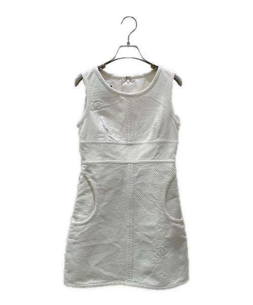 CHANEL（シャネル）CHANEL (シャネル) コットンノースリーブワンピース ホワイト サイズ:34の古着・服飾アイテム