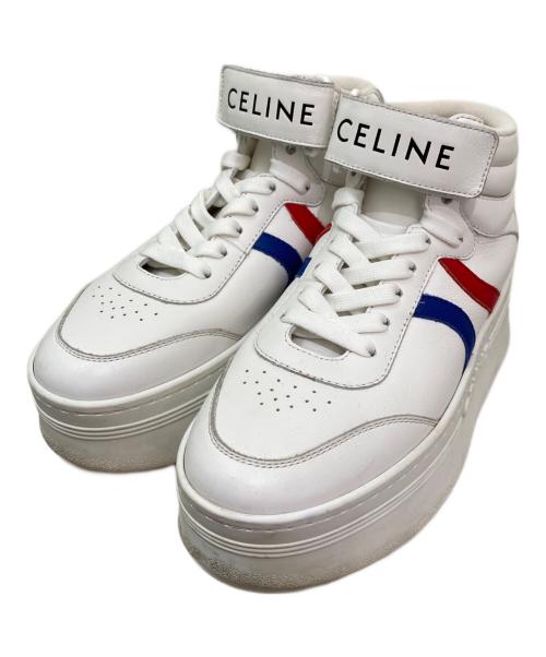 CELINE（セリーヌ）CELINE (セリーヌ) トリコロールトリオンフプラットフォームレザースニーカー ホワイト サイズ:35の古着・服飾アイテム