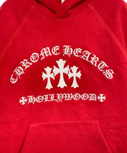 CHROME HEARTS（クロムハーツ）CHROME HEARTS (クロムハーツ) SAILIN ON HD PLVR 刺繍プルオーバーパーカー レッド サイズ:Mの古着・服飾アイテム