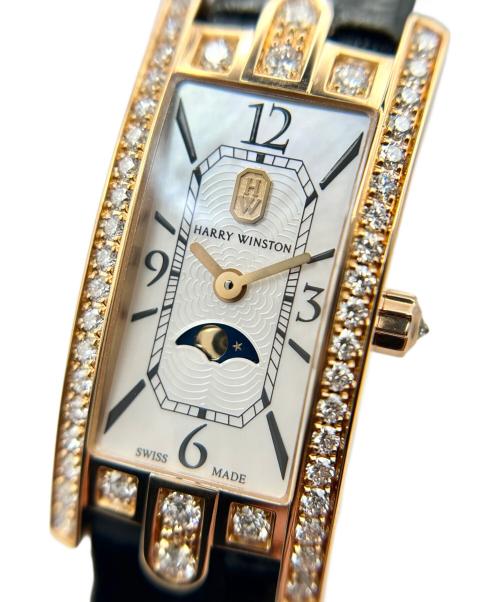 HARRY WINSTON（ハリーウィンストン）HARRY WINSTON Avenue Mini Moon Phase アヴェニューCミニ ムーンフェイズ ベゼルダイヤ Ref.AVCQMP16RR001  シェル文字盤 サイズ:mini/ミニ/15.5mm×31.2mmの古着・服飾アイテム