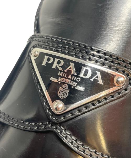 PRADA（プラダ）PRADA (プラダ) プレートローファー/三角プレート/トライアングルプレート ブラック サイズ:36 1/2の古着・服飾アイテム