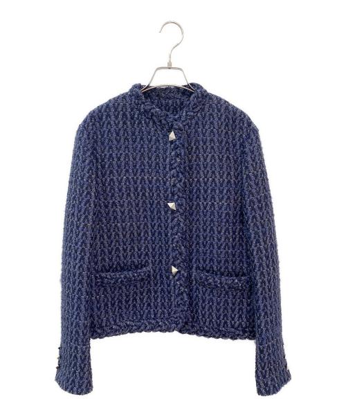 VALENTINO（ヴァレンティノ）VALENTINO (ヴァレンティノ) ツイードジャケット ネイビー サイズ:38の古着・服飾アイテム