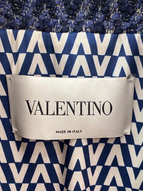 VALENTINO（ヴァレンティノ）VALENTINO (ヴァレンティノ) ツイードジャケット ネイビー サイズ:38の古着・服飾アイテム