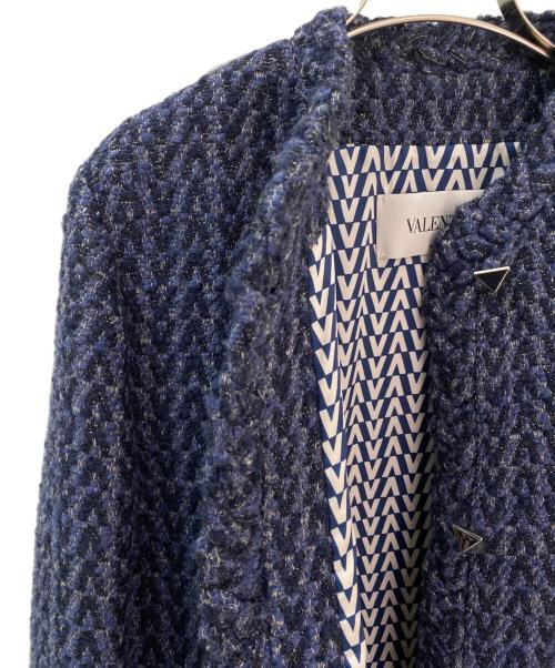 VALENTINO（ヴァレンティノ）VALENTINO (ヴァレンティノ) ツイードジャケット ネイビー サイズ:38の古着・服飾アイテム