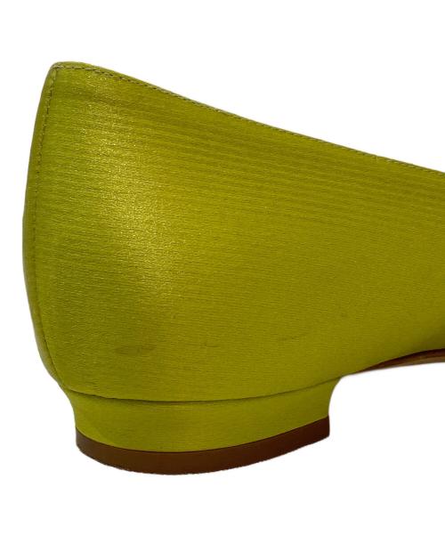 Manolo Blahnik（マノロブラニク）Manolo Blahnik (マノロブラニク) ビジューフラットパンプス ライムグリーン サイズ:36 1/2の古着・服飾アイテム