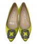 中古・古着 Manolo Blahnik (マノロブラニク) ビジューフラットパンプス ライムグリーン サイズ:36 1/2：10000円