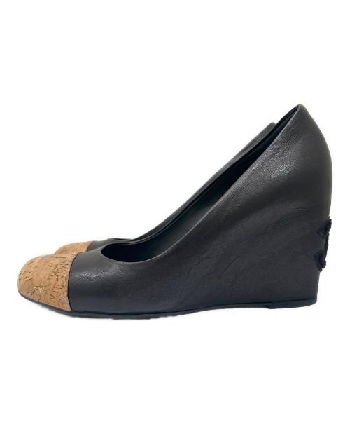 CHANEL（シャネル）CHANEL (シャネル) コルクトゥヒールパンプス ブラック サイズ:371/2の古着・服飾アイテム