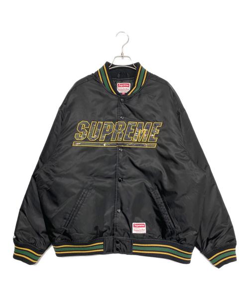 SUPREME（シュプリーム）SUPREME (シュプリーム) MITCHELL & NESS (ミッチェルアンドネス) Camo Logo Varsity Jacket ブラック サイズ:XLの古着・服飾アイテム