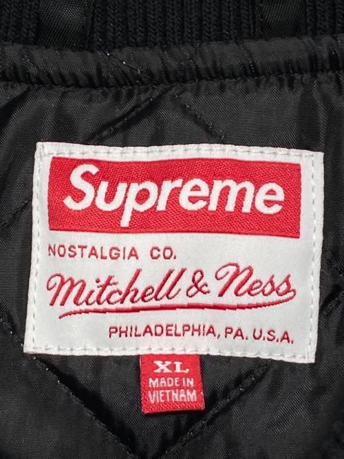 SUPREME（シュプリーム）SUPREME (シュプリーム) MITCHELL & NESS (ミッチェルアンドネス) Camo Logo Varsity Jacket ブラック サイズ:XLの古着・服飾アイテム