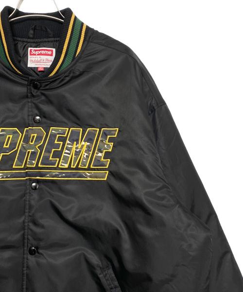 SUPREME（シュプリーム）SUPREME (シュプリーム) MITCHELL & NESS (ミッチェルアンドネス) Camo Logo Varsity Jacket ブラック サイズ:XLの古着・服飾アイテム