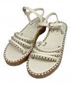 CHANELシャネル）の古着「チェーン レザー サンダル」｜ホワイト