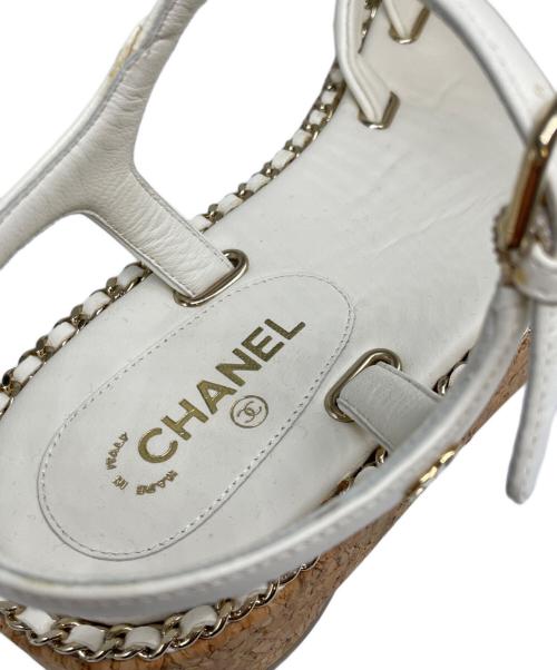 CHANEL（シャネル）CHANEL (シャネル) チェーン レザー サンダル ホワイト サイズ:38Cの古着・服飾アイテム