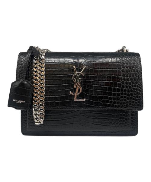 Saint Laurent Paris（サンローランパリ）Saint Laurent Paris (サンローランパリ) サンセット クロコ型押し ミディアム ショルダーバッグ ブラック サイズ:ミディアムの古着・服飾アイテム
