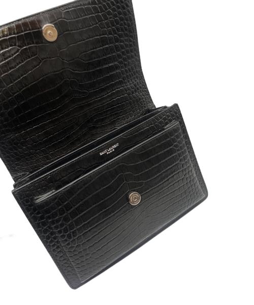 Saint Laurent Paris（サンローランパリ）Saint Laurent Paris (サンローランパリ) サンセット クロコ型押し ミディアム ショルダーバッグ ブラック サイズ:ミディアムの古着・服飾アイテム