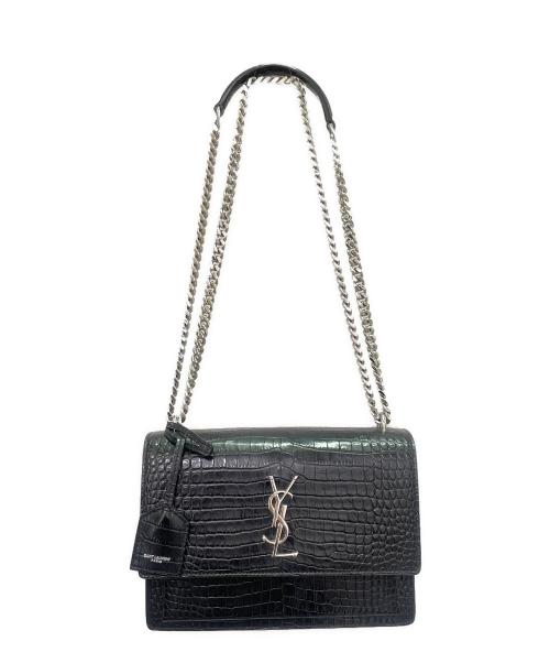 Saint Laurent Paris（サンローランパリ）Saint Laurent Paris (サンローランパリ) サンセット クロコ型押し ミディアム ショルダーバッグ ブラック サイズ:ミディアムの古着・服飾アイテム