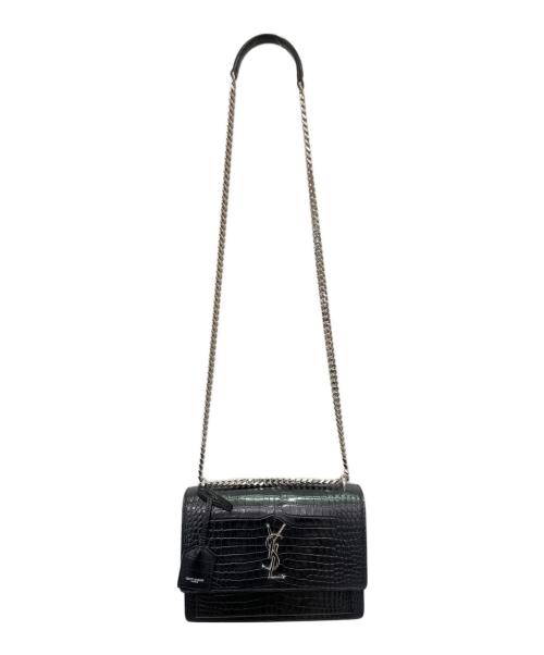 Saint Laurent Paris（サンローランパリ）Saint Laurent Paris (サンローランパリ) サンセット クロコ型押し ミディアム ショルダーバッグ ブラック サイズ:ミディアムの古着・服飾アイテム