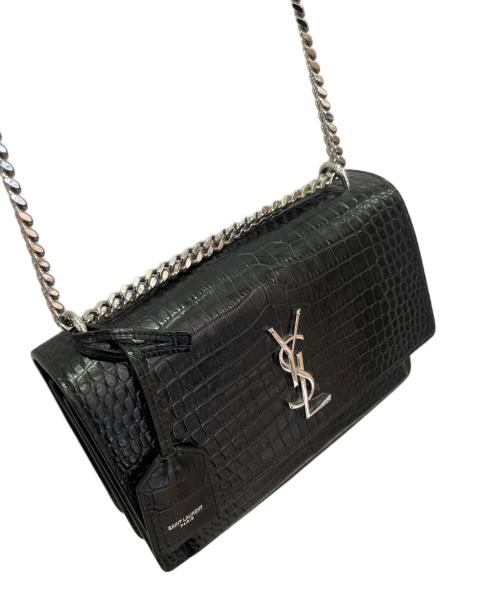Saint Laurent Paris（サンローランパリ）Saint Laurent Paris (サンローランパリ) サンセット クロコ型押し ミディアム ショルダーバッグ ブラック サイズ:ミディアムの古着・服飾アイテム