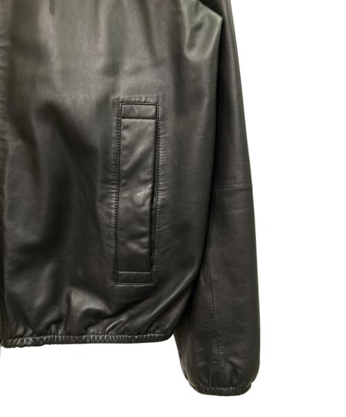 EMPORIO ARMANI（エンポリオ アルマーニ）EMPORIO ARMANI (エンポリオアルマーニ) フーデットレザージャケット ブラック サイズ:48の古着・服飾アイテム