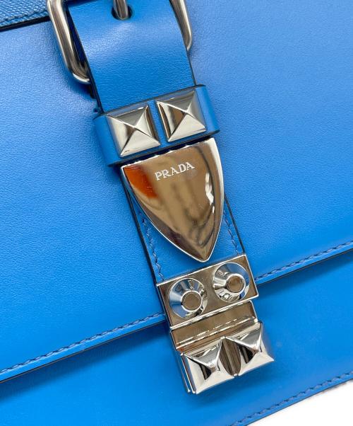 PRADA（プラダ）PRADA (プラダ) エレクトラスタッズ レザー ショルダーバッグ ブルーの古着・服飾アイテム