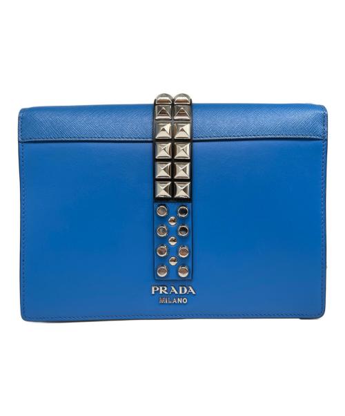 PRADA（プラダ）PRADA (プラダ) エレクトラスタッズ レザー ショルダーバッグ ブルーの古着・服飾アイテム