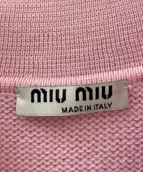 MIU MIU（ミュウミュウ）MIU MIU (ミュウミュウ) 丸襟カーディガン ピンク サイズ:40の古着・服飾アイテム