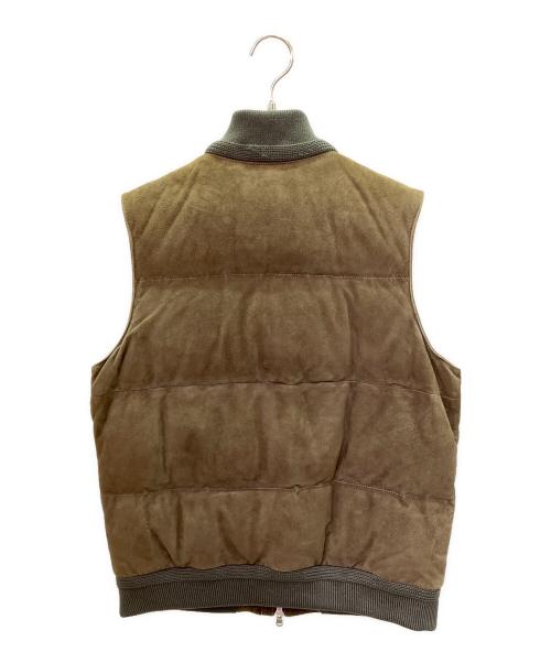 Cinquanta（チンクワンタ）Cinquanta (チンクワンタ) ゴートレザーダウンベスト ブラウン サイズ:48の古着・服飾アイテム