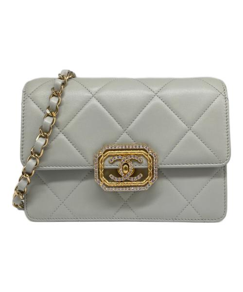 CHANEL（シャネル）CHANEL (シャネル) マトラッセ チェーン ショルダーバッグ ライトグレー サイズ:19の古着・服飾アイテム