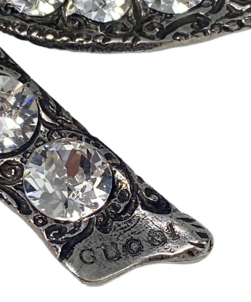 GUCCI（グッチ）GUCCI (グッチ) ラインストーンリボンブローチ シルバーの古着・服飾アイテム