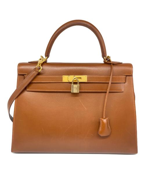 HERMES（エルメス）HERMES (エルメス) ケリー32 外縫い/ギロッシュ金具/ボックスカーフ/ブラウン/□G刻印 ブラウン サイズ:32の古着・服飾アイテム