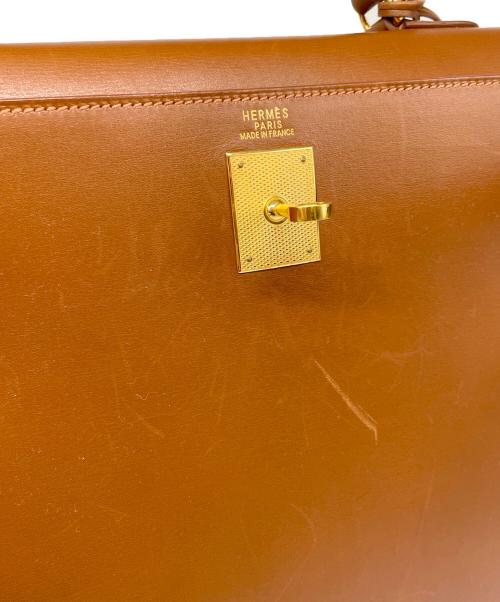 HERMES（エルメス）HERMES (エルメス) ケリー32 外縫い/ギロッシュ金具/ボックスカーフ/ブラウン/□G刻印 ブラウン サイズ:32の古着・服飾アイテム