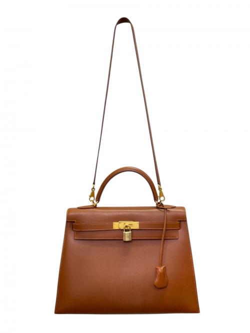 HERMES（エルメス）HERMES (エルメス) ケリー32 外縫い/ギロッシュ金具/ボックスカーフ/ブラウン/□G刻印 ブラウン サイズ:32の古着・服飾アイテム