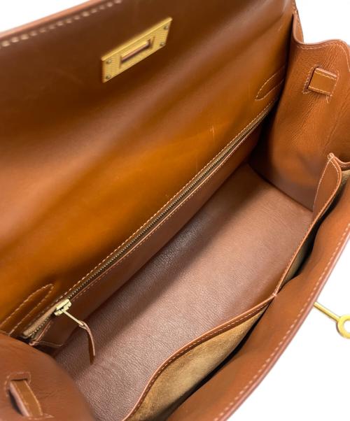 HERMES（エルメス）HERMES (エルメス) ケリー32 外縫い/ギロッシュ金具/ボックスカーフ/ブラウン/□G刻印 ブラウン サイズ:32の古着・服飾アイテム