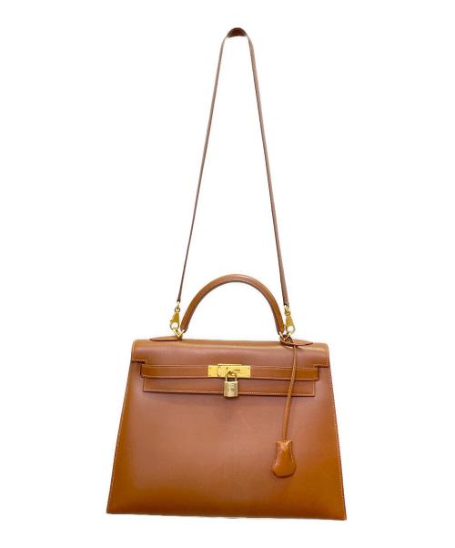 HERMES（エルメス）HERMES (エルメス) ケリー32 外縫い/ギロッシュ金具/ボックスカーフ/ブラウン/□G刻印 ブラウン サイズ:32の古着・服飾アイテム