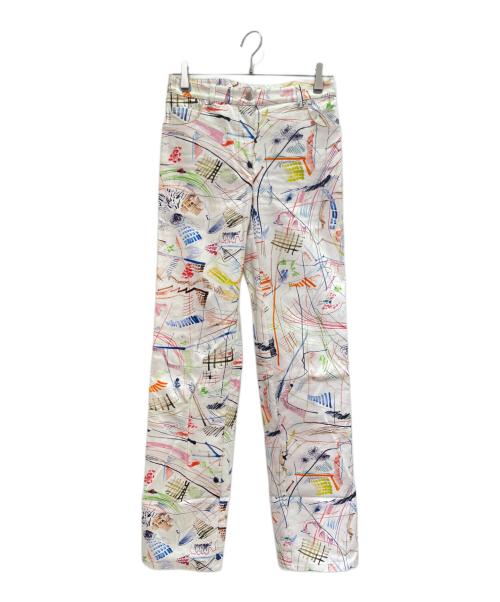 HERMES（エルメス）HERMES (エルメス) 総柄 デニムパンツ ホワイト（マルチカラー） サイズ:34の古着・服飾アイテム