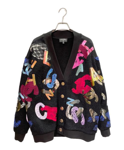 CHANEL（シャネル）CHANEL (シャネル) ツイード×スウェット デザインカーディガン ブラック サイズ:34/36の古着・服飾アイテム