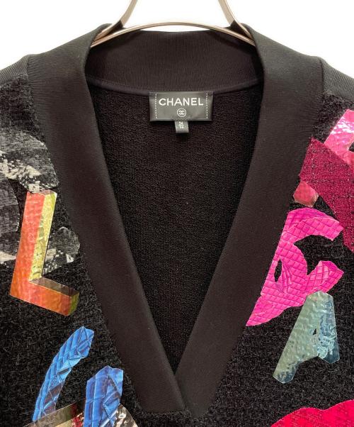 CHANEL（シャネル）CHANEL (シャネル) ツイード×スウェット デザインカーディガン ブラック サイズ:34/36の古着・服飾アイテム