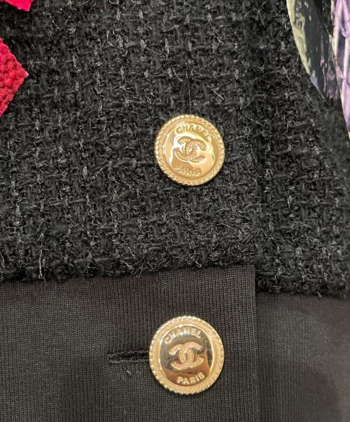 CHANEL（シャネル）CHANEL (シャネル) ツイード×スウェット デザインカーディガン ブラック サイズ:34/36の古着・服飾アイテム