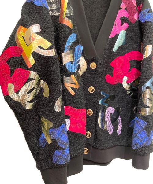 CHANEL（シャネル）CHANEL (シャネル) ツイード×スウェット デザインカーディガン ブラック サイズ:34/36の古着・服飾アイテム