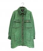 CHANELシャネル）の古着「P70 ココマークボタン ツイードデザインジャケット」｜グリーン