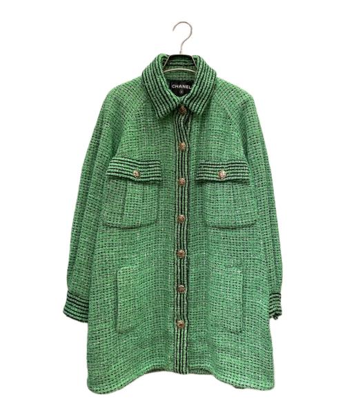 CHANEL（シャネル）CHANEL (シャネル) P70 ココマークボタン ツイードデザインジャケット グリーン サイズ:36の古着・服飾アイテム