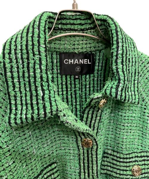 CHANEL（シャネル）CHANEL (シャネル) P70 ココマークボタン ツイードデザインジャケット グリーン サイズ:36の古着・服飾アイテム
