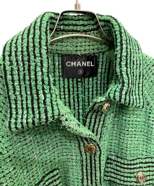 CHANEL（シャネル）CHANEL (シャネル) ツイードジャケット グリーン サイズ:36の古着・服飾アイテム