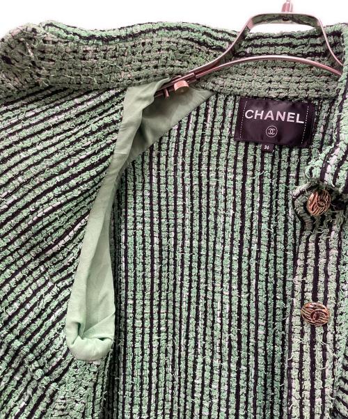 CHANEL（シャネル）CHANEL (シャネル) ツイードジャケット グリーン サイズ:36の古着・服飾アイテム